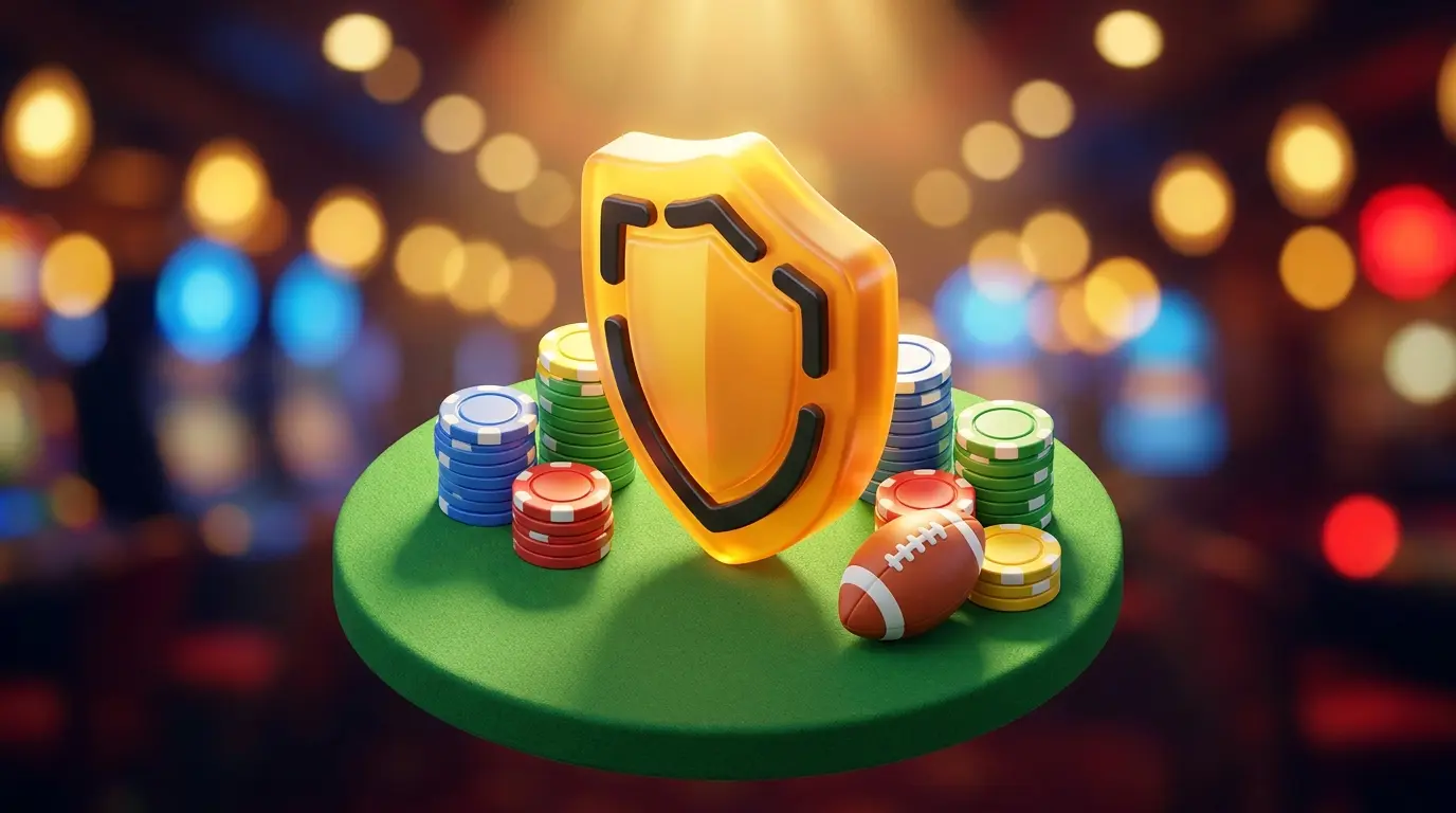 Protective shield with betting chips representing accumulator insurance