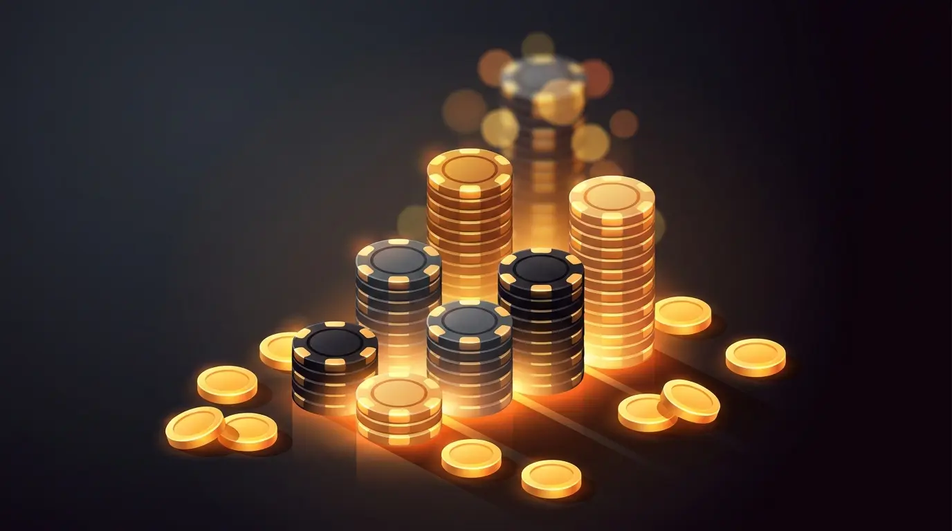 Stacked poker chips in ascending towers representing accumulating bets