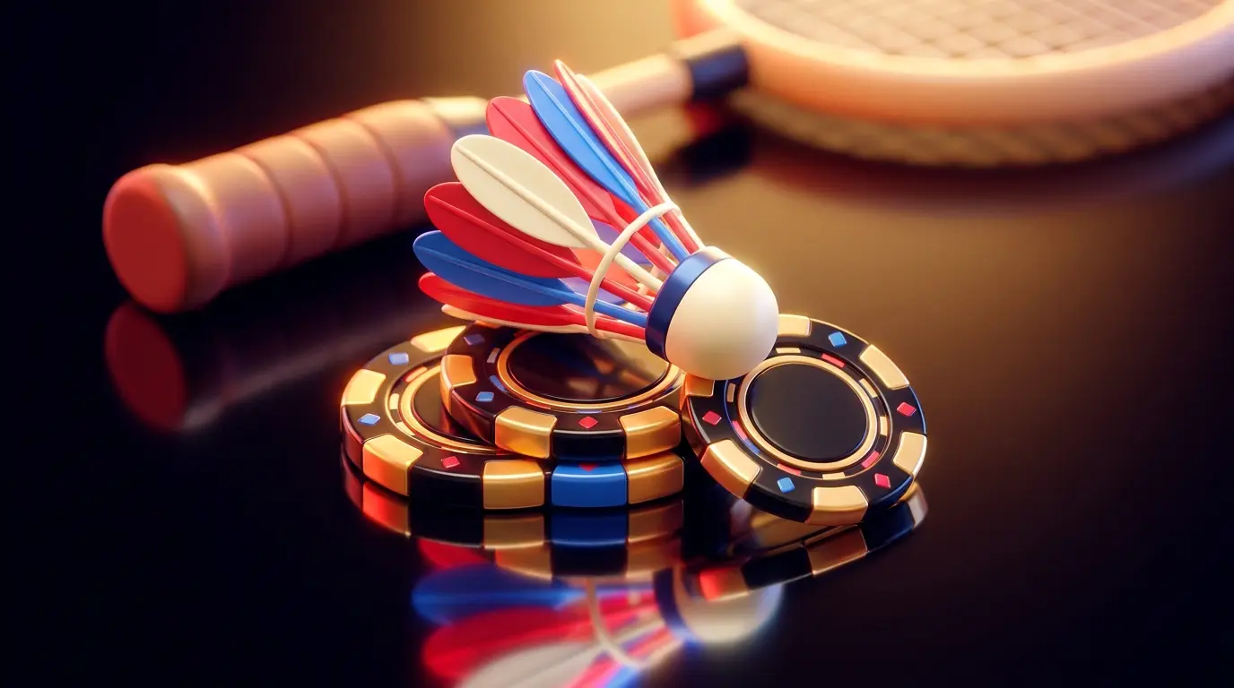 Badminton shuttlecock with betting chips in British colors
