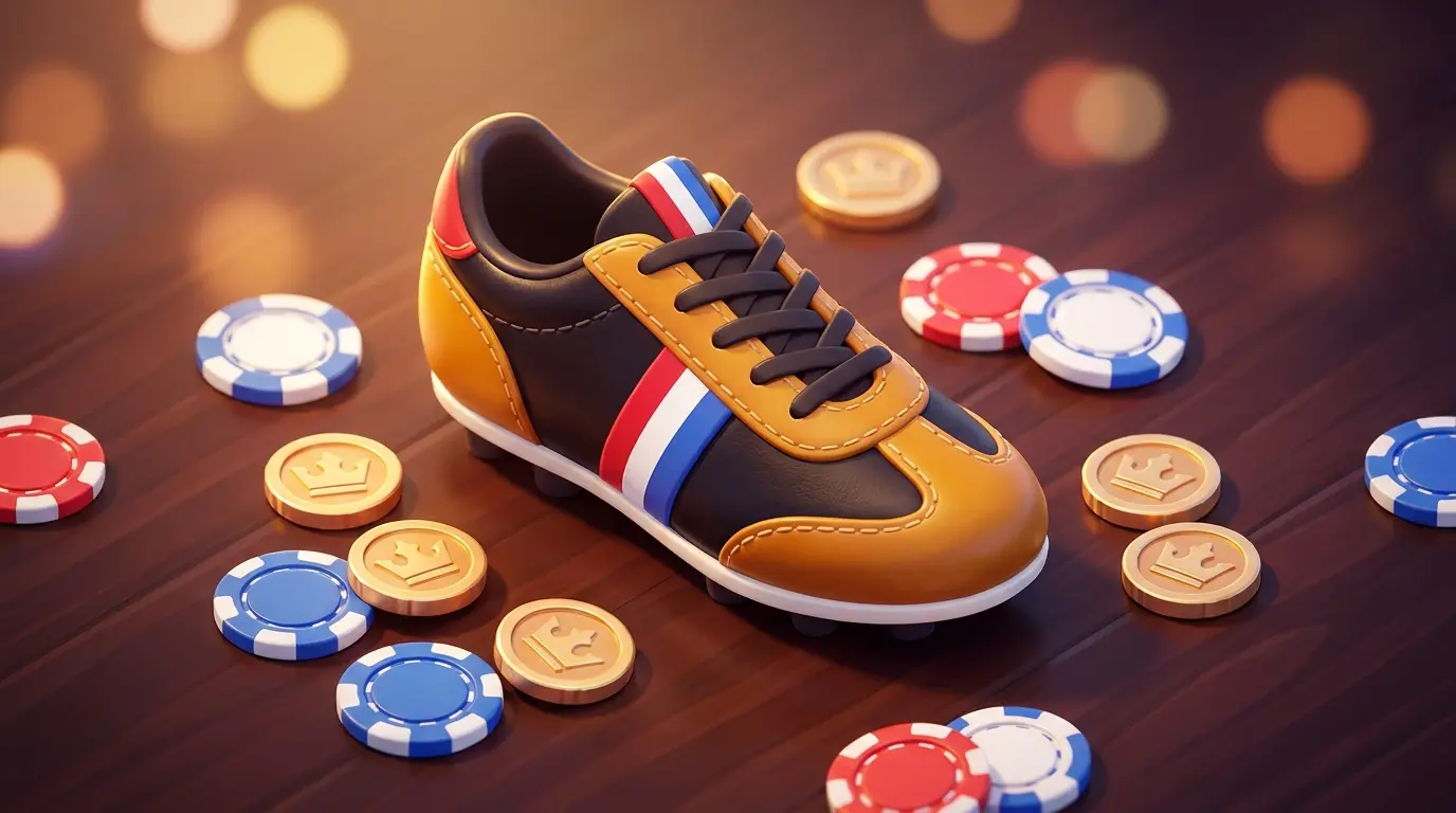 Football boot with chips and coins in British colours