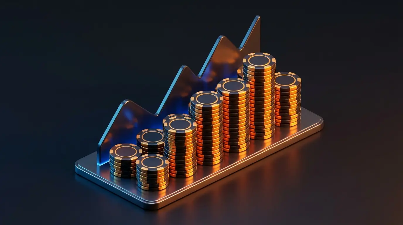 Chip stacks arranged showing rising and falling market spreads