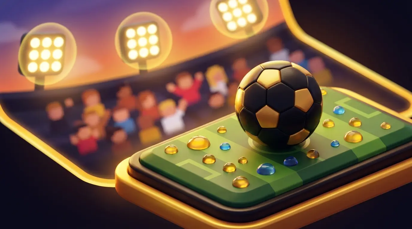 Football on pitch with UK-themed lighting and stadium atmosphere
