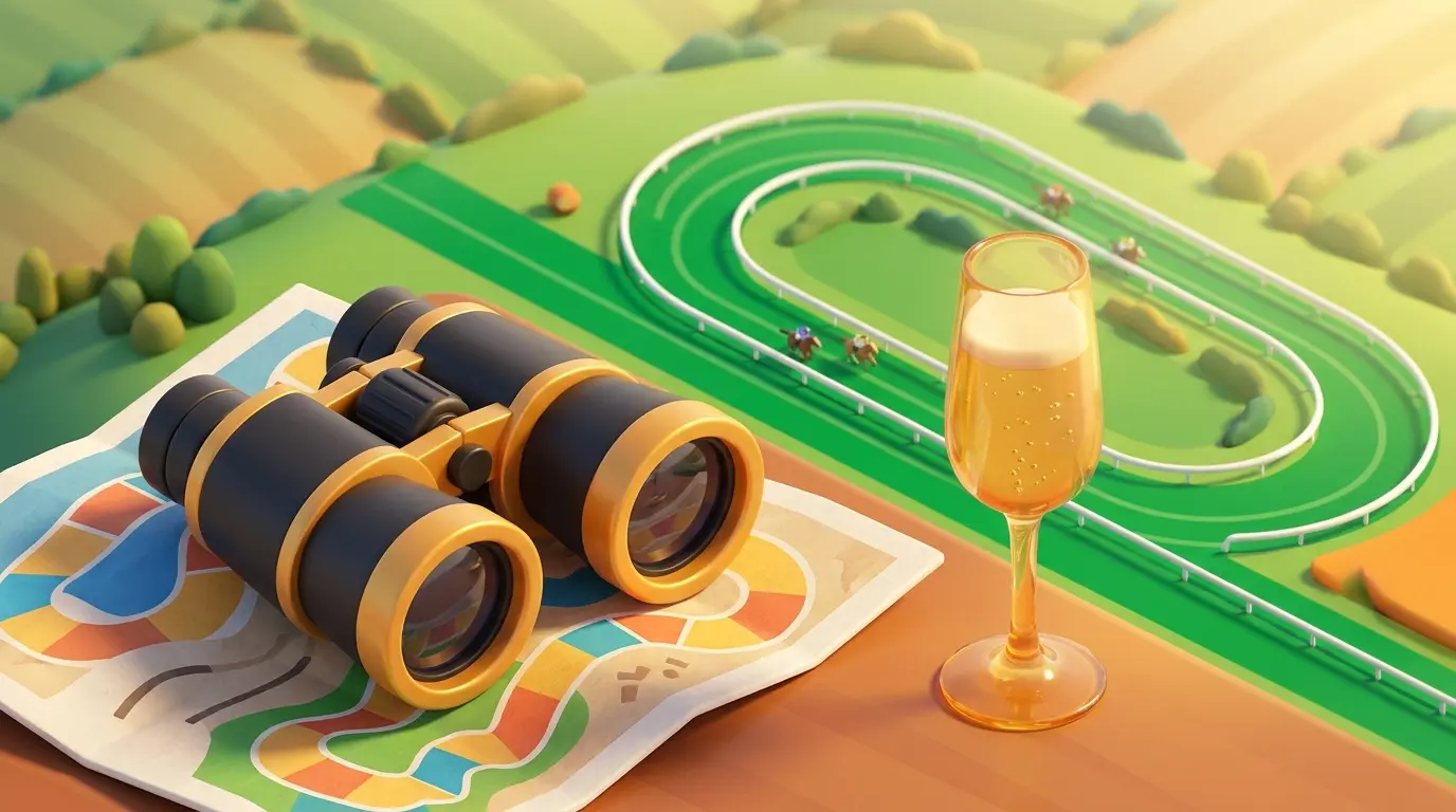 Binoculars and champagne at horse racing venue