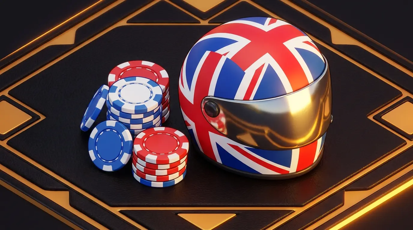 Racing helmet and betting chips in British colours