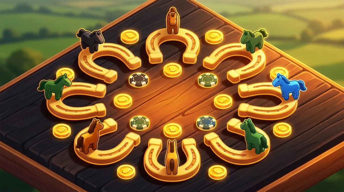 Horseshoes and coins representing Grand National horse racing