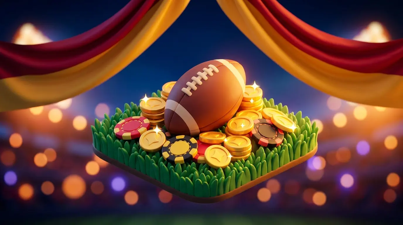 Football surrounded by coins and chips with Spanish colors