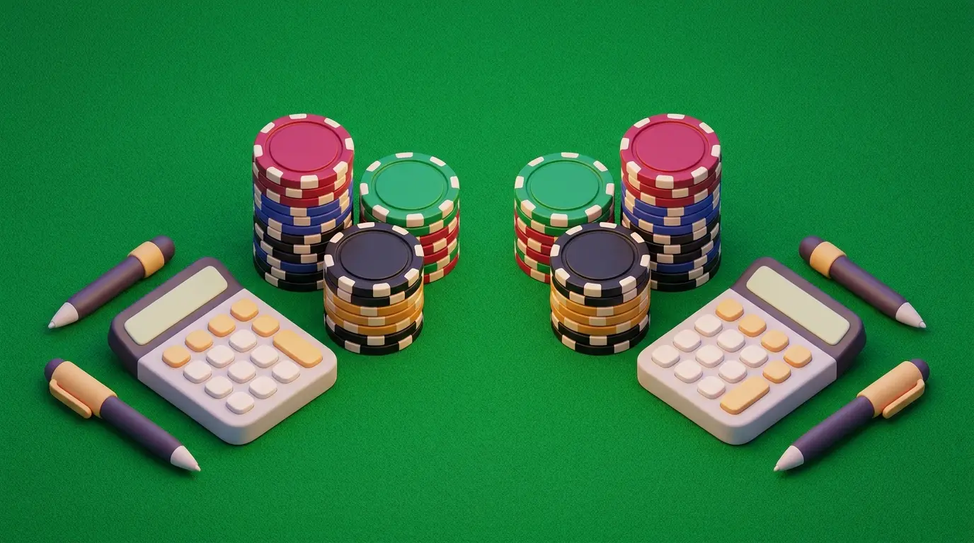 Matched betting concept shown with mirrored poker chip stacks