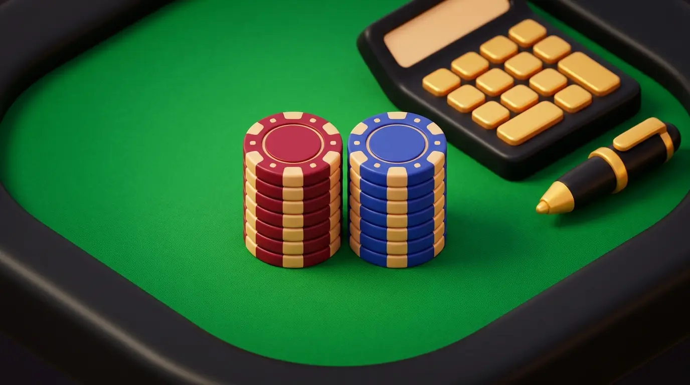 Balanced poker chip stacks representing matched betting strategy