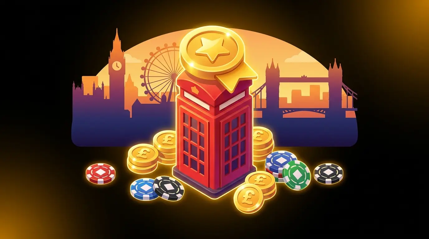 Gold medal with British symbols and betting chips