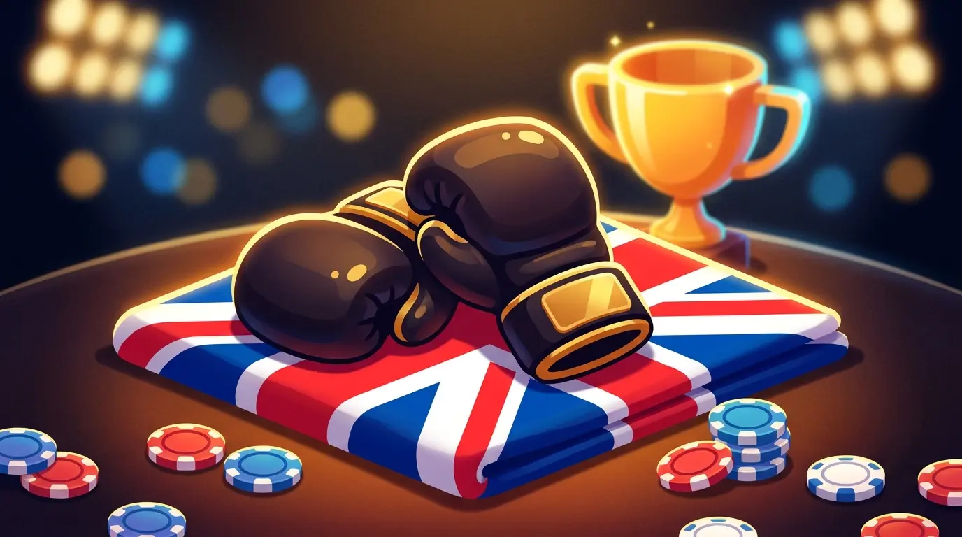MMA gloves with British flag colours and betting elements