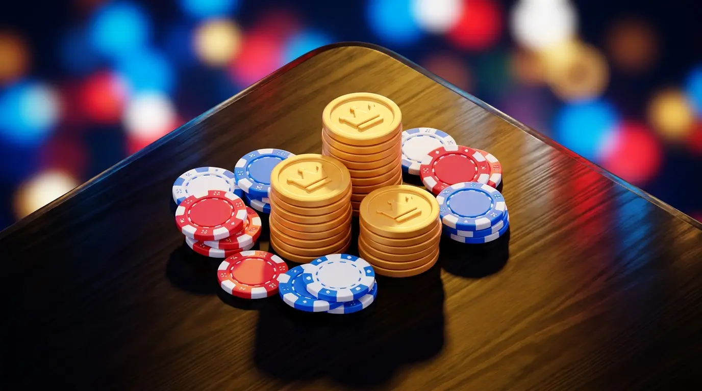 Pound coins and casino chips representing UK BACS betting payments