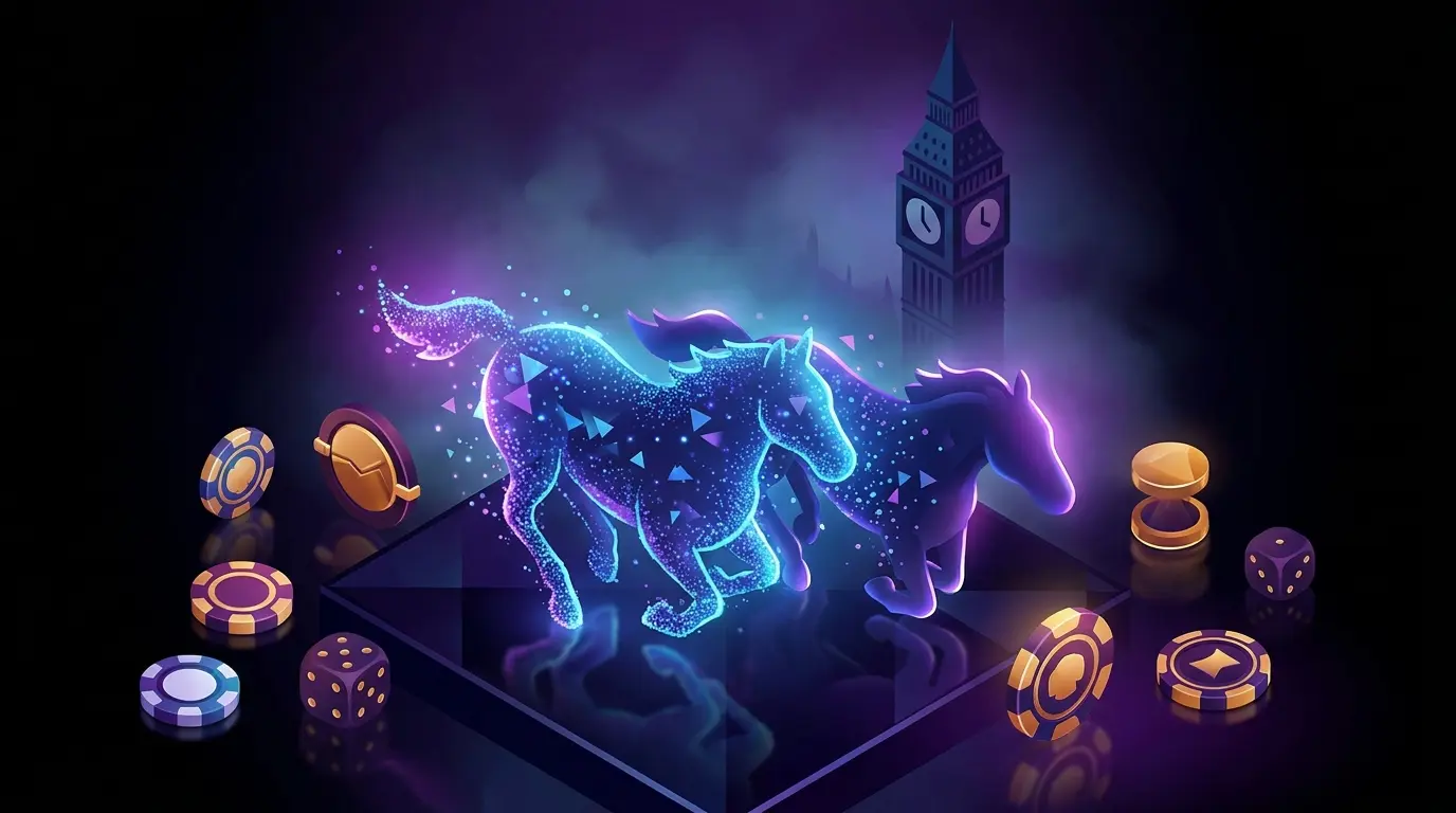 Digital sports elements with London landmark and gaming tokens